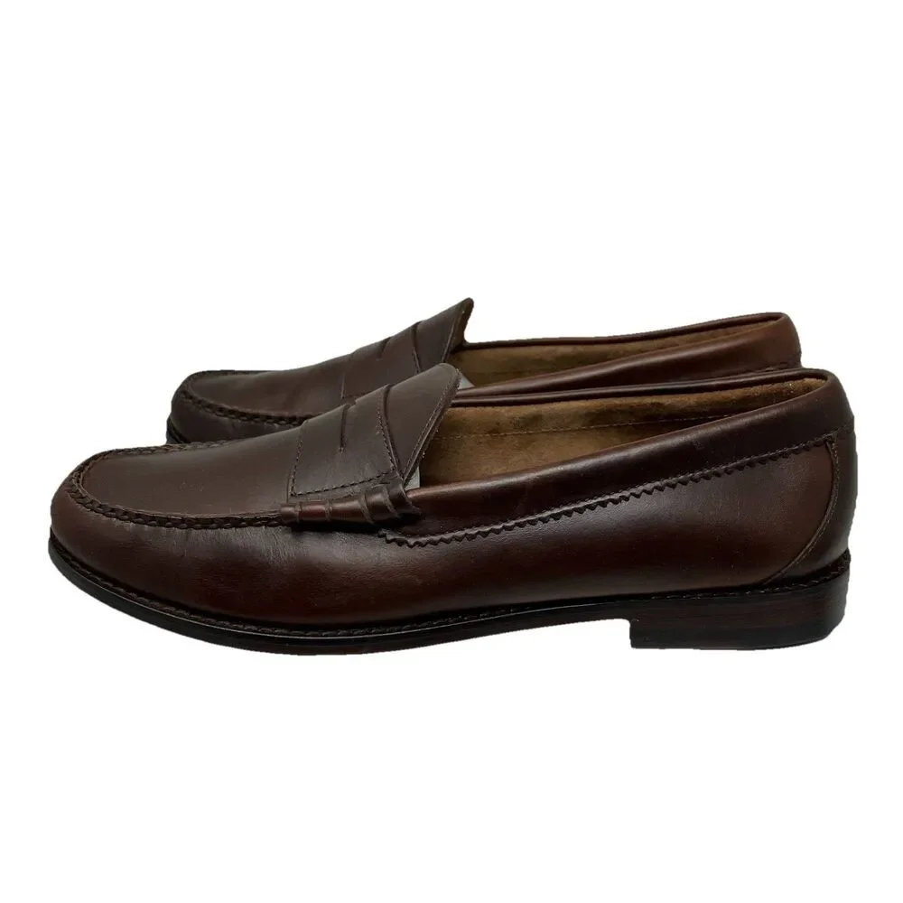 J Crew Camden Loafers Mens 10 Brown Leather Sole Penny Preppy BJ009